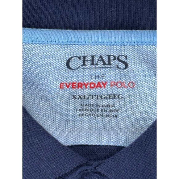 Chaps Mens Everyday Polo Shirt Blue & White Stripes XXL 100% Cotton - Picture 4 of 11
